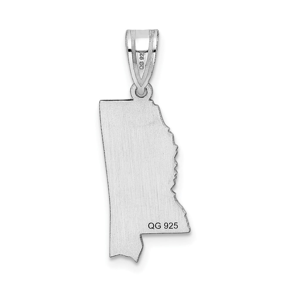 Sterling Silver/Rhodium-plated Mississippi State Pendant