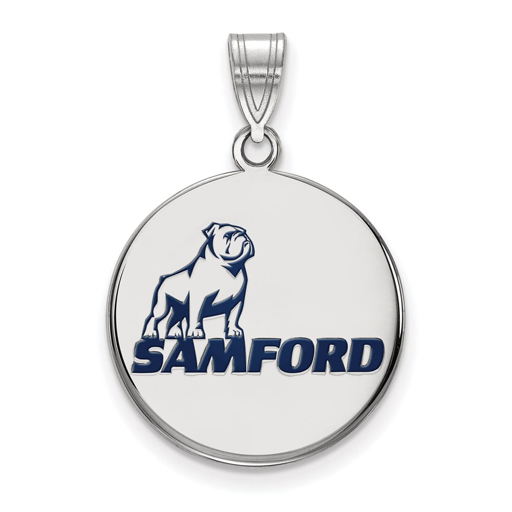 Sterling Silver Official Licensed Collegiate Samford University (SU) Large Enamel Pendant