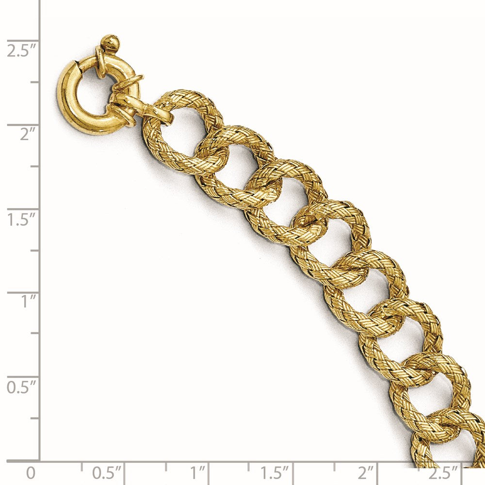 Sterling Silver Gold-plated Polished Textured Bracelet- Fancy Spri