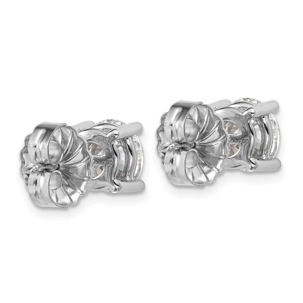 14k White Gold 4 carat Lab Grown Diamond VS/SI+ G+ Round Complete Four Prong Heavyweight Stud Earrings