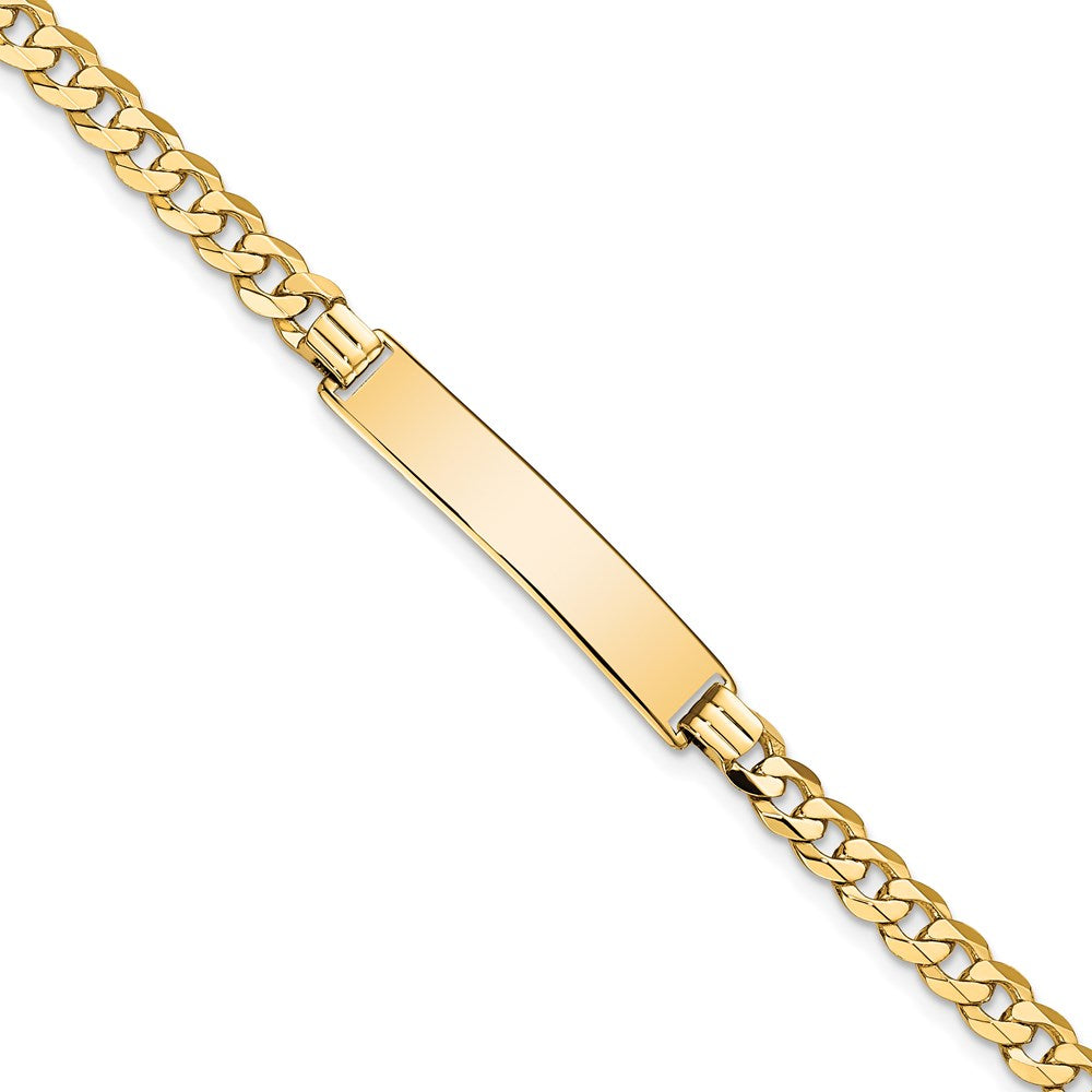 14k Flat Curb Link ID Bracelet 8 inches