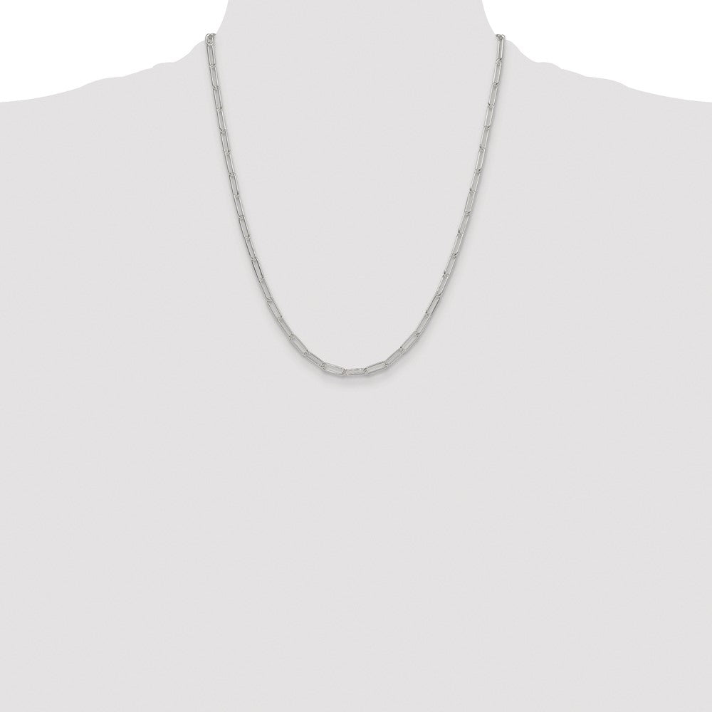 Sterling Silver Rhodium-plated Polished 3.5mm Elongated Cable Chain