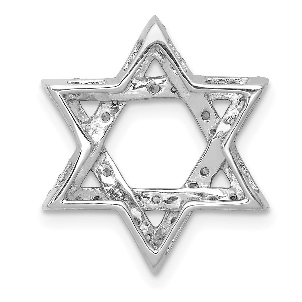 14k White Gold 1/2 carat Lab Grown Diamond VS/SI+ G+ Star of David Chain Slide Pendant