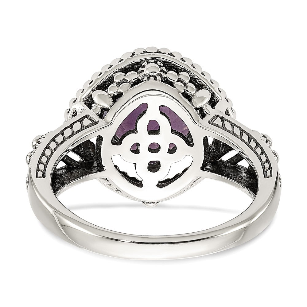 Shey Couture Sterling Silver with 14K Accent Antiqued Cushion Pink Quartz Ring
