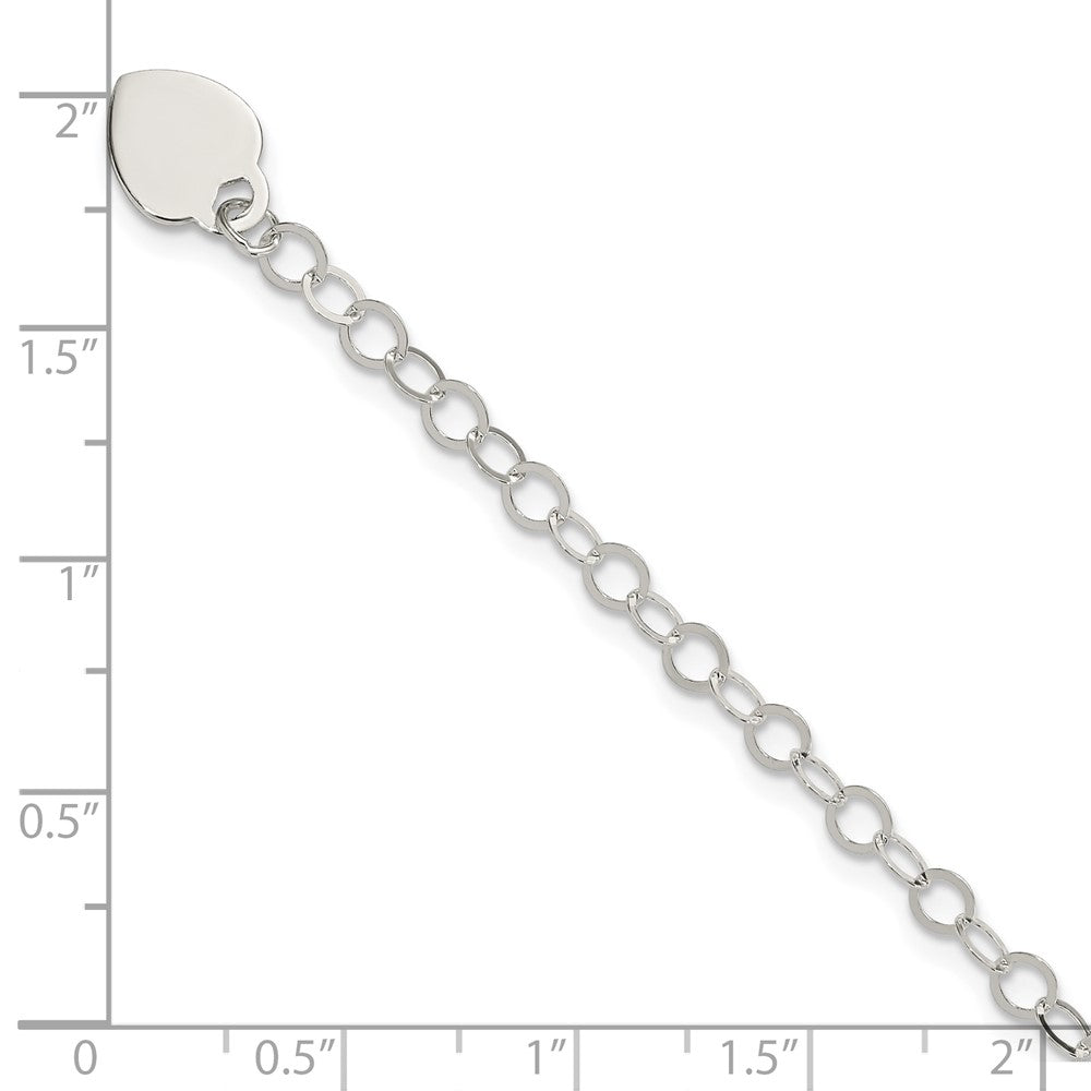 Sterling Silver Engraveable Heart Charm Childs Bracelet 6 inches
