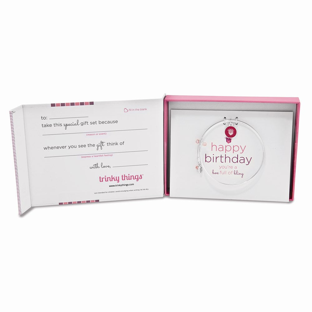 Silver-tone Trinky Things Birthday Box of Bling Bangle Bracelet/Card