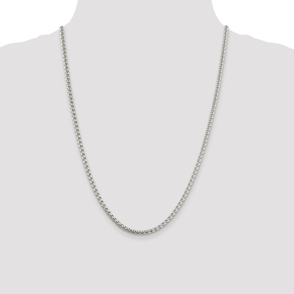 Sterling Silver 3.6mm Round Box Chain 24 Inches