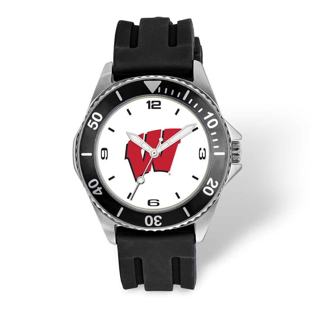 LogoArt University of Wisconsin Collegiate Gents Silicone Strap Quartz Watch QUWI169