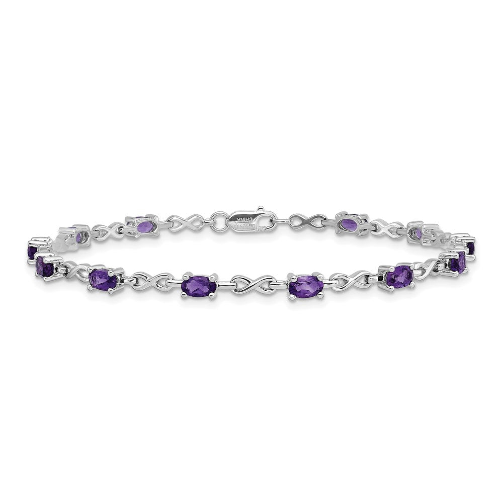 Sterling Silver Rhodium-plated Amethyst Bracelet 7 inches