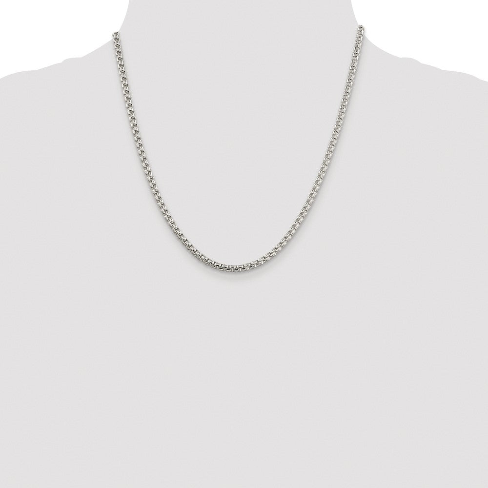 Sterling Silver Rhodium-plated 3.6mm Round Box Chain