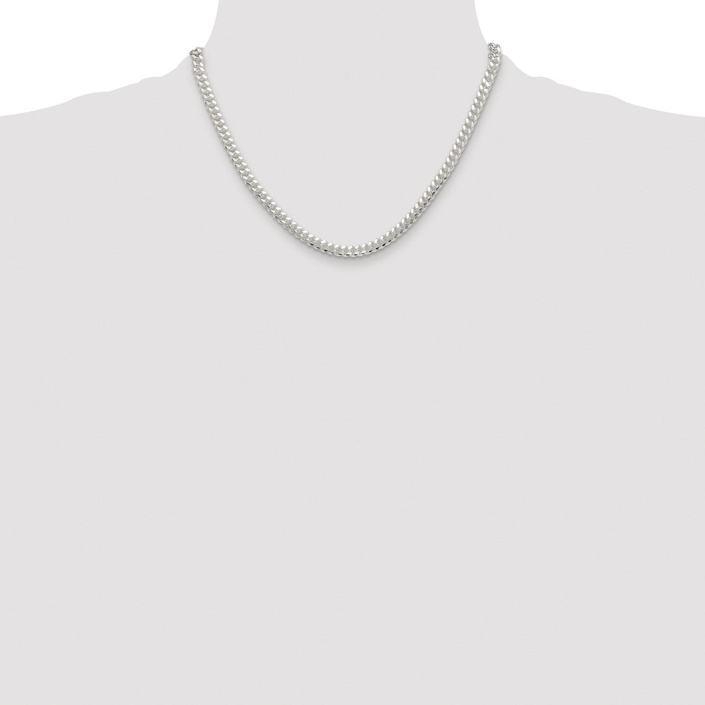 Sterling Silver Rhodium-plated Polished 5.7mm Domed Curb Chain