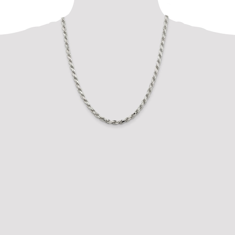 Sterling Silver 5.75mm Diamond-cut Rope Chain 22 Inches