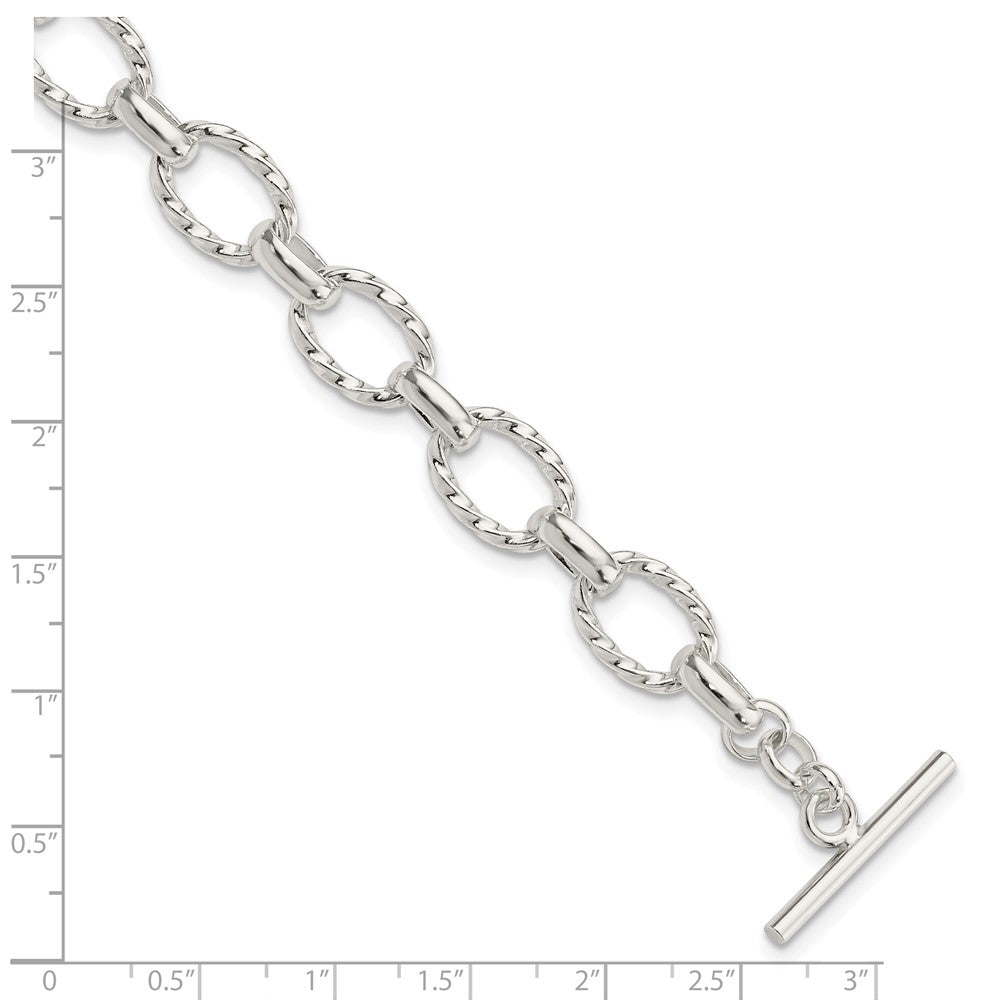 Sterling Silver 7.75inch Polished Fancy Link Toggle Bracelet 7.75 inches