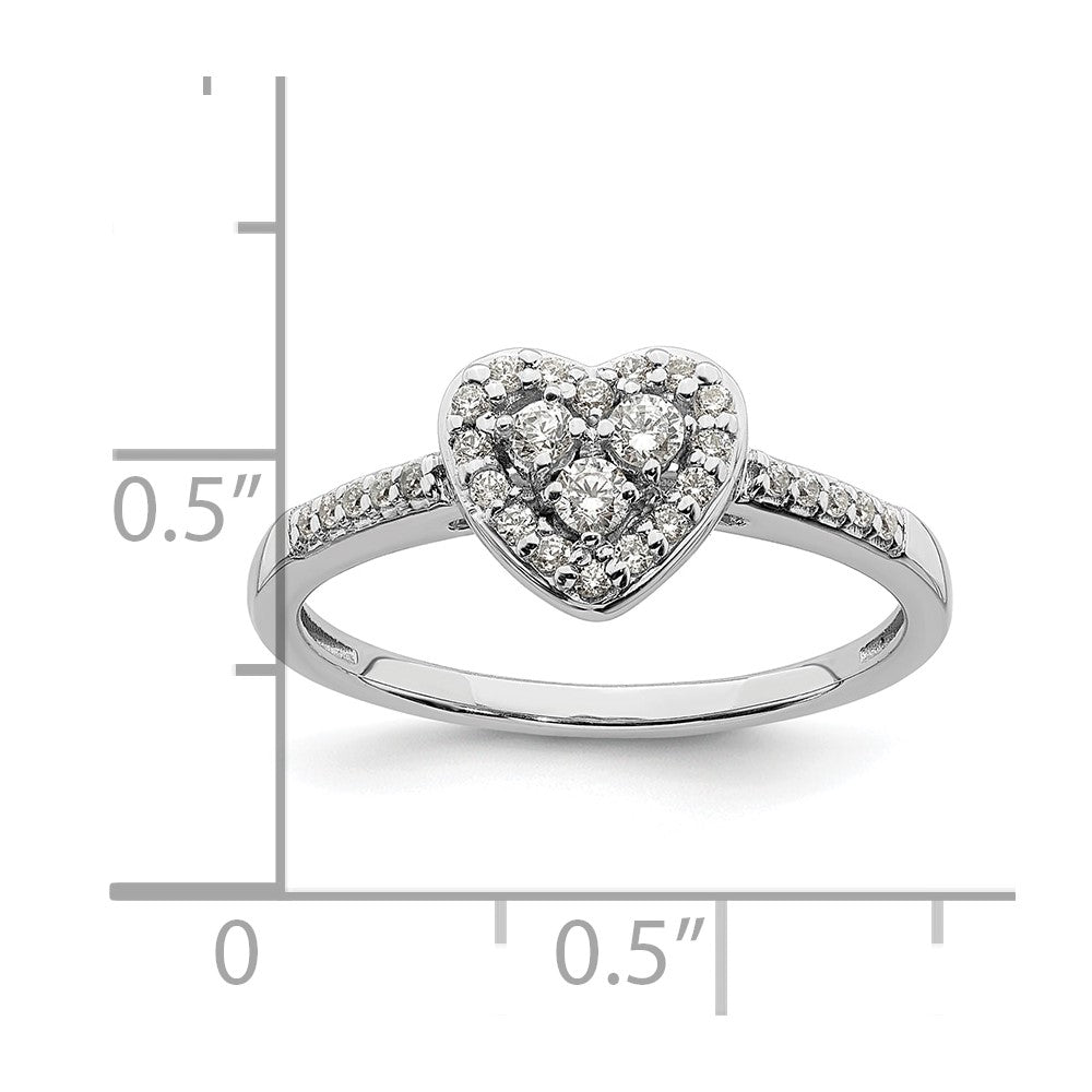 10k White Gold Heart Halo Cluster 1/4 carat Diamond Complete Engagement Ring