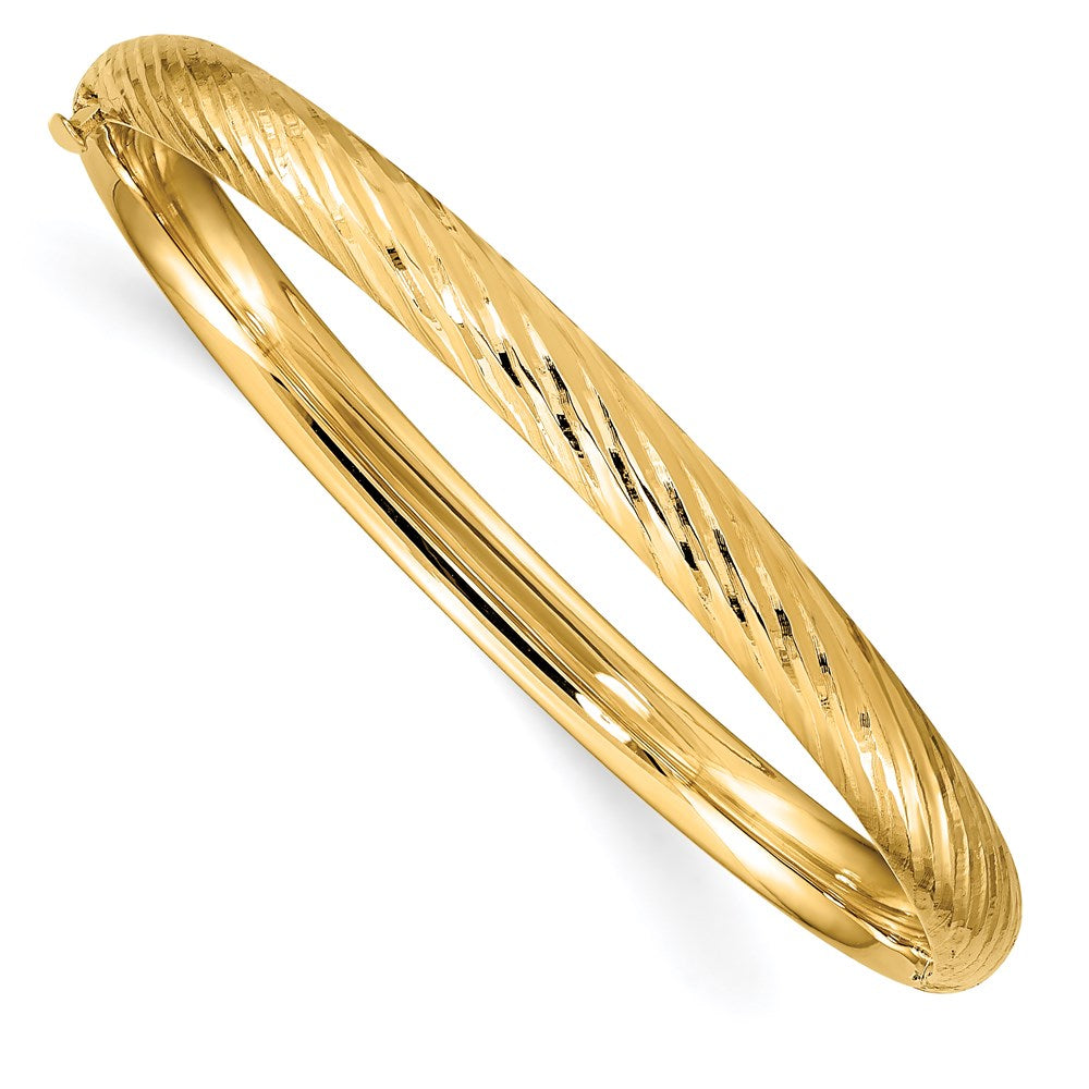 14k 3/16 Textured Children's Hinged Bangle 6 inches
