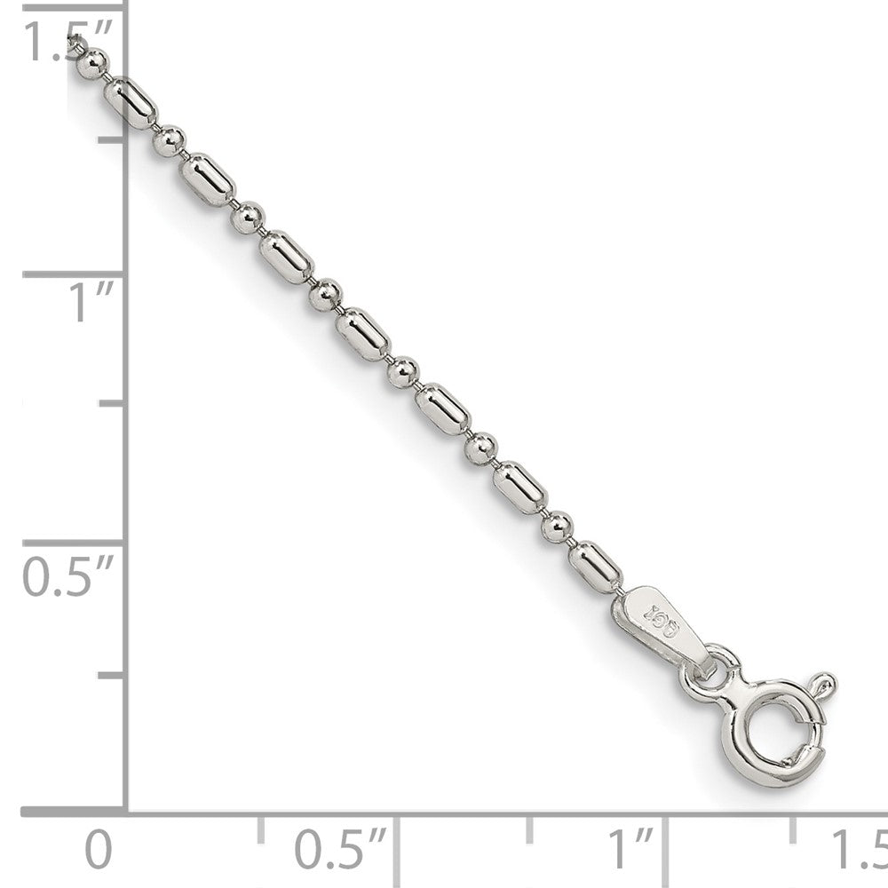 Sterling Silver 1.5mm Fancy Beaded Necklace