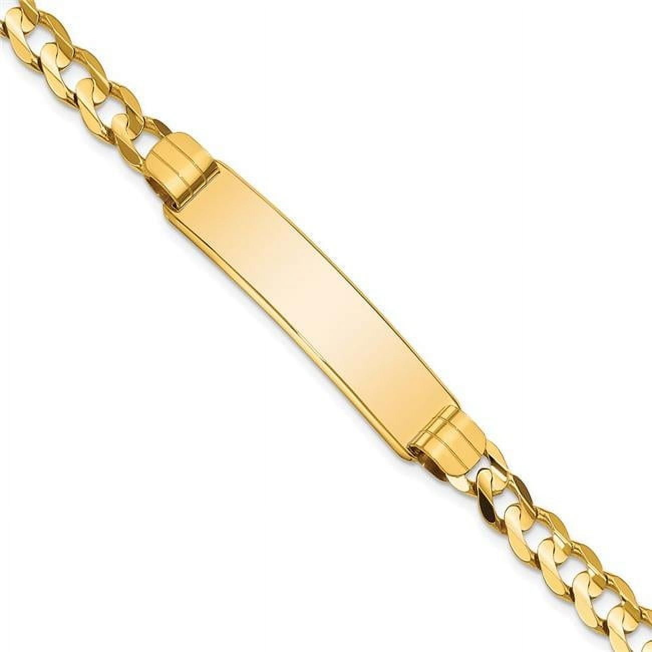 14k Polished Solid Chain/Solid Plate Curb Link 37x9mm Plate 8 inch ID Bracelet
