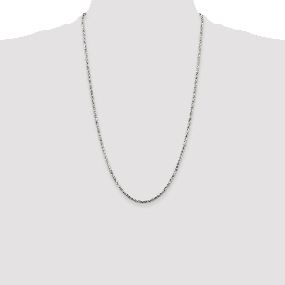 Sterling Silver Rhodium-plated 2mm Diamond-cut Spiga Chain