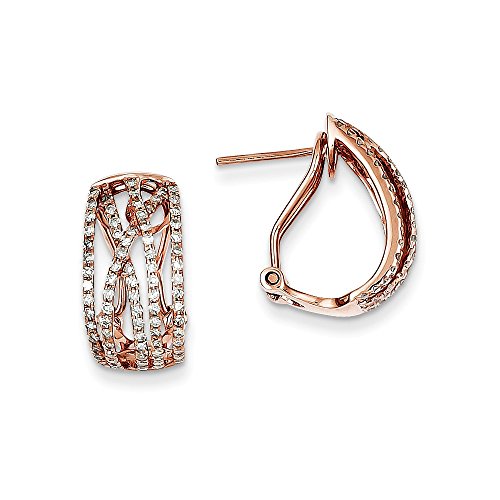 14K Rose Gold Diamond Omega Back Earrings