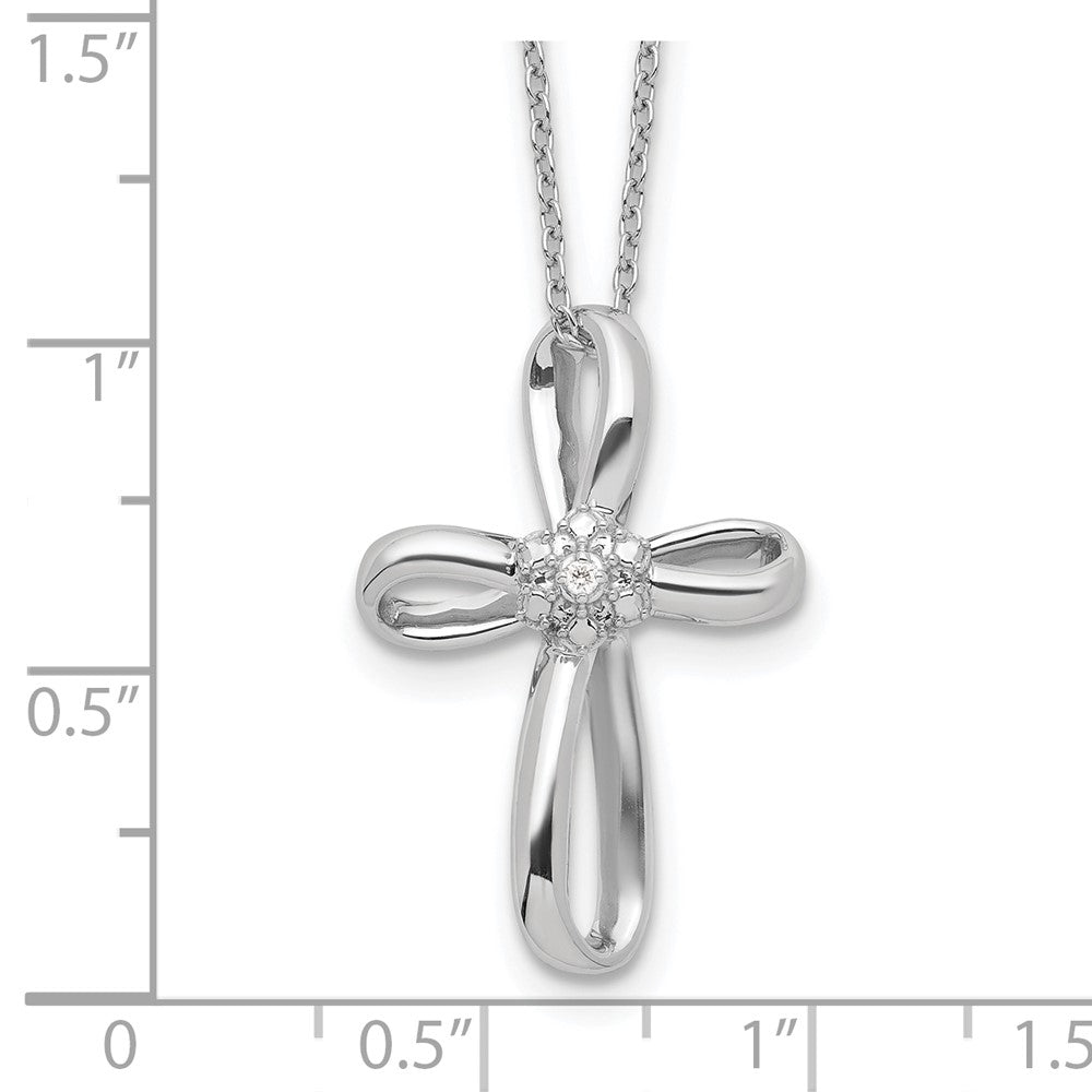 14k White Gold .01 carat Lab Grown Diamond VS/SI+ G+ 18 inch Cross Pendant Necklace
