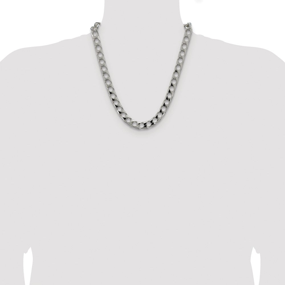 Sterling Silver Rhodium-plated 10.3mm D/C Square Curb Chain