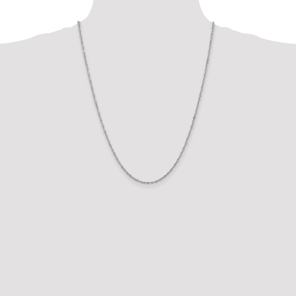 14K White Gold 24 inch 1.7mm Singapore with Lobster Clasp Chain