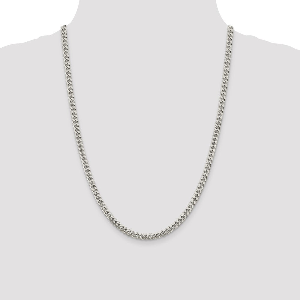 Sterling Silver 5mm Domed w/ Side D/C Curb Chain 24 Inches