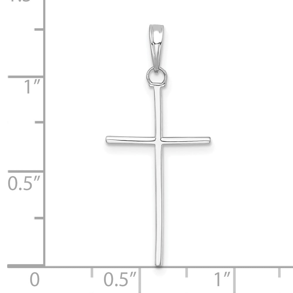 14K White Gold 3-D and Polished Stick Cross Pendant