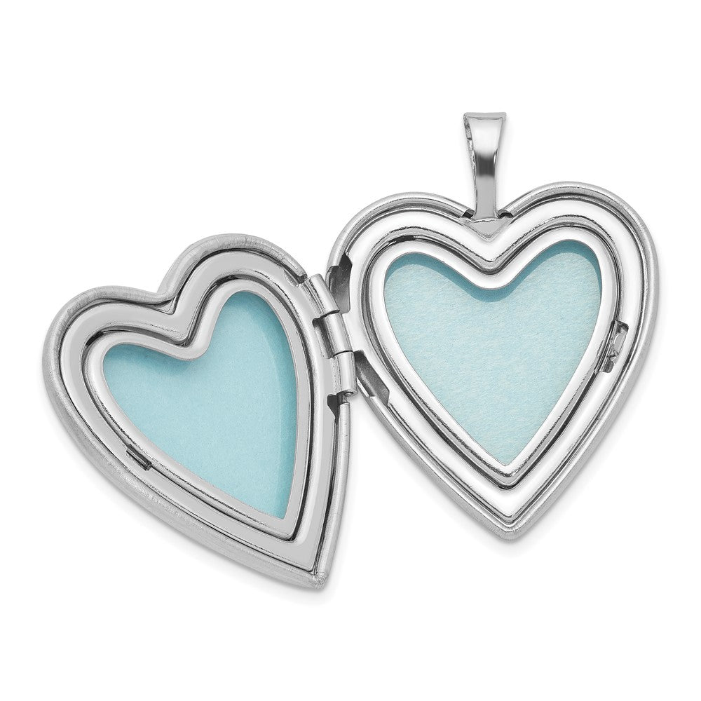 Sterling Silver Rhodium-plated 20mm Enamel Rose Heart Locket Necklace 18 Inches