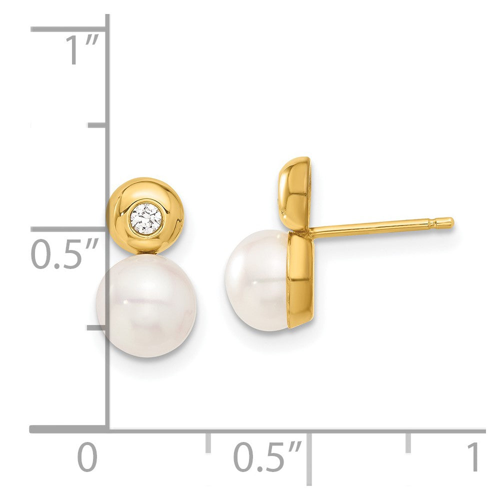 14k Freshwater Cultured Pearl & CZ Earrings