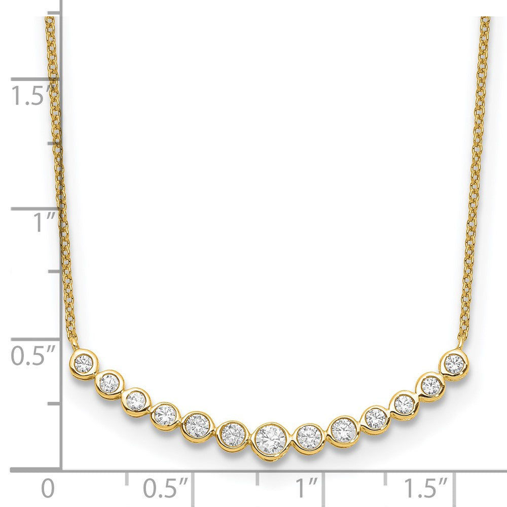 True Origin 14K 1/2 carat Lab Grown Diamond VS D E F 18 inch Graduated Curved Bar Necklace