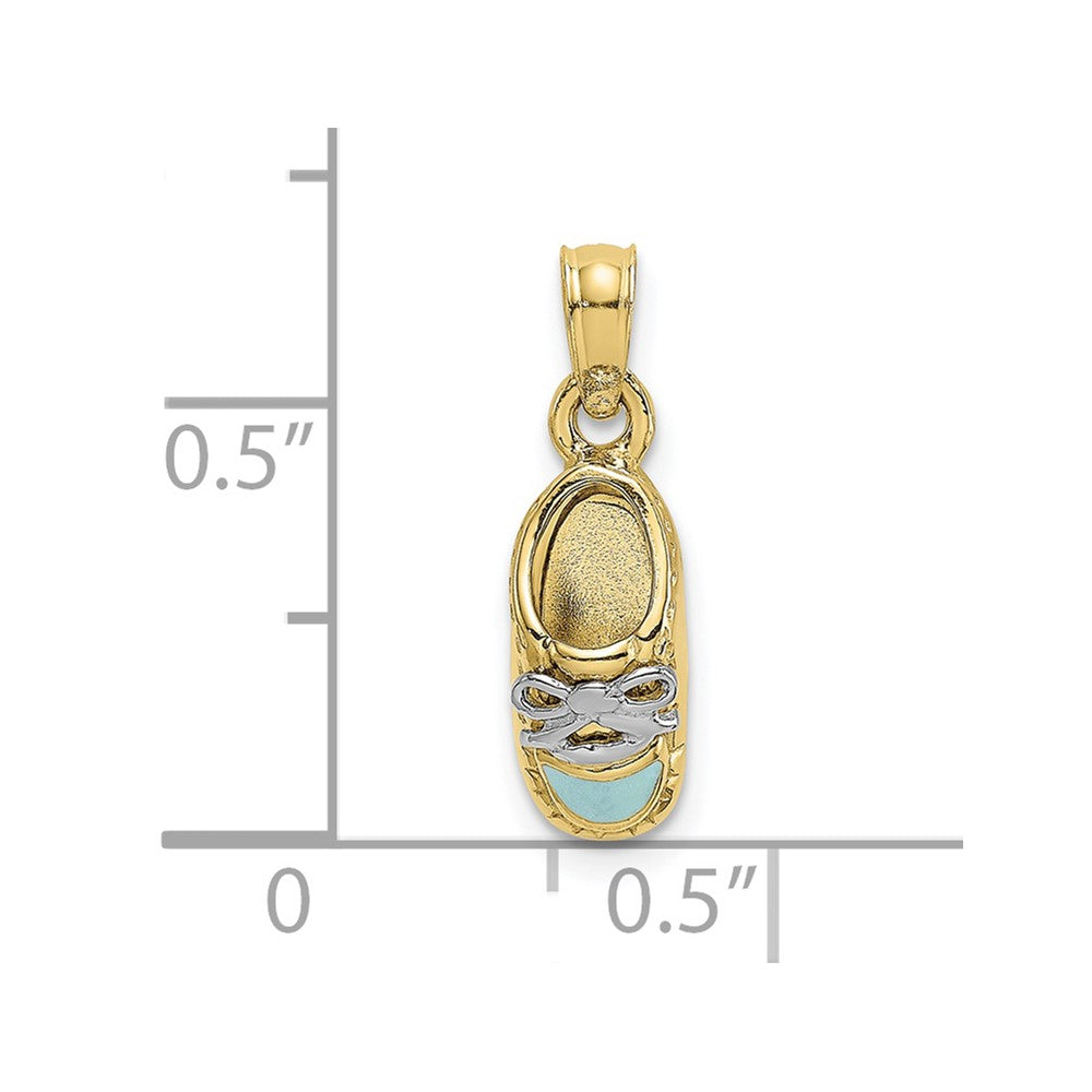 10K w/Rhodium 3-D Light Blue Enamel Baby Shoe Charm