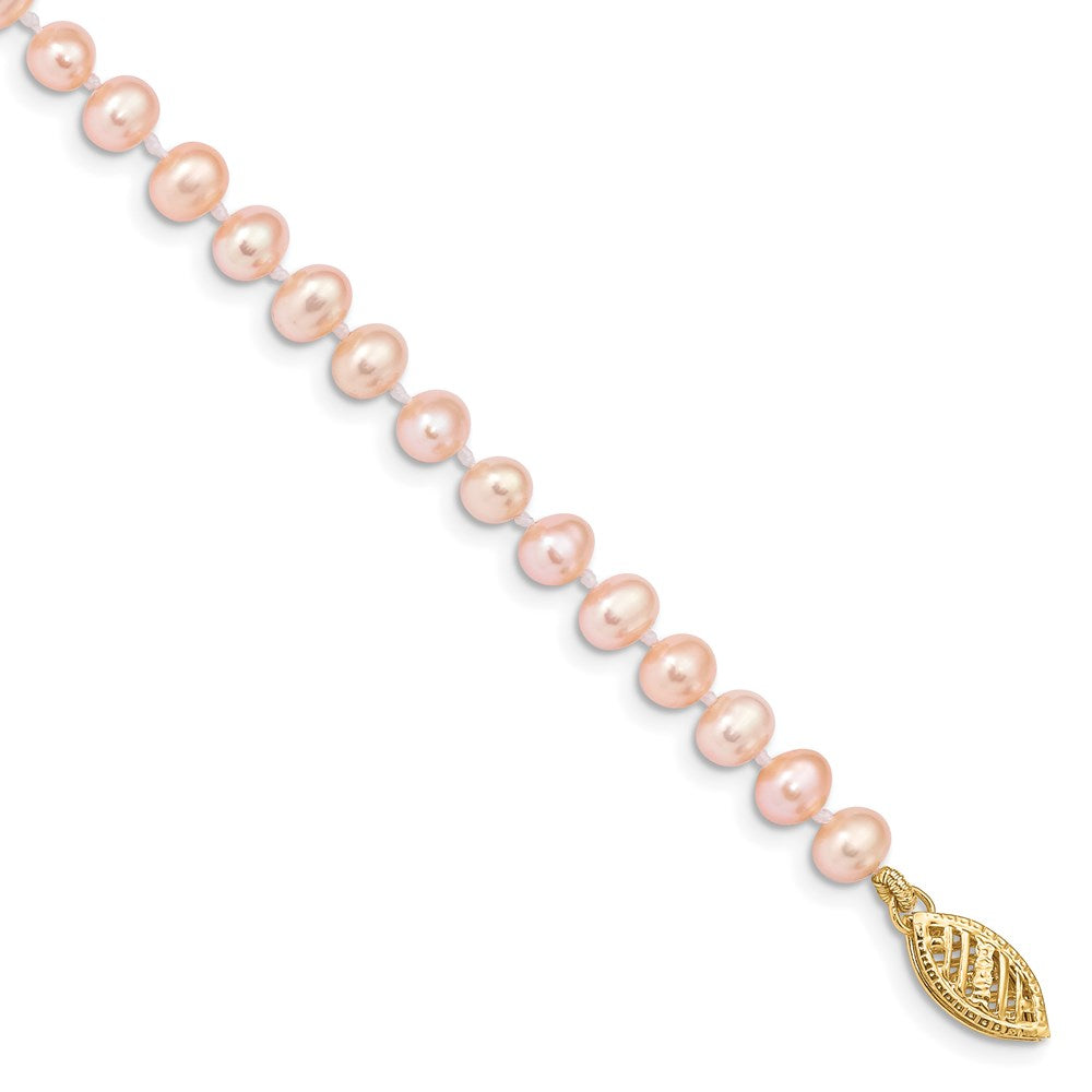 14k 4-5mm Pink Near-Round Freshwater Cultured Pearl 7.5 inch Bracelet 7.5 inches