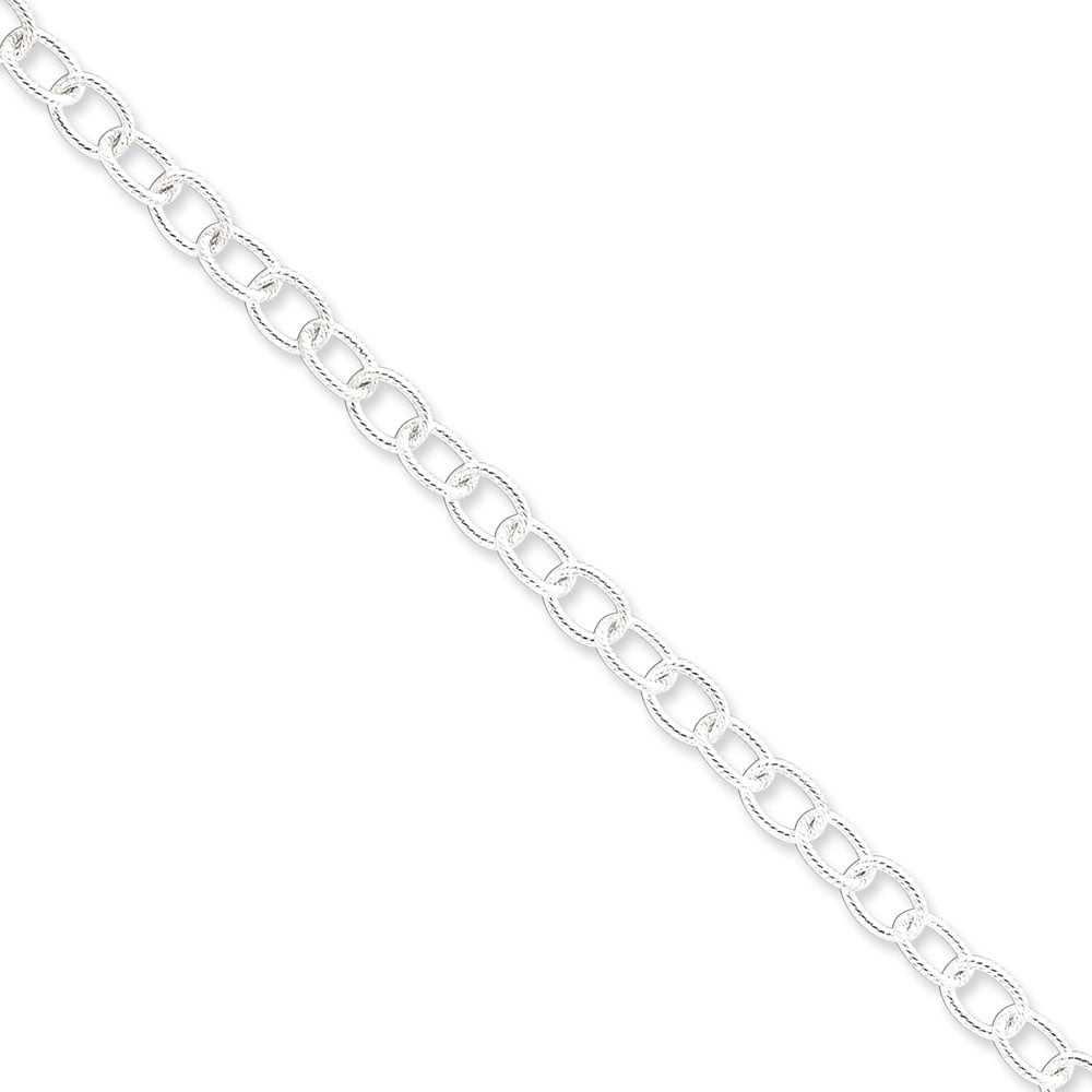14k with White Rhodium Polished Flip Flops 7.25 inch Bracelet