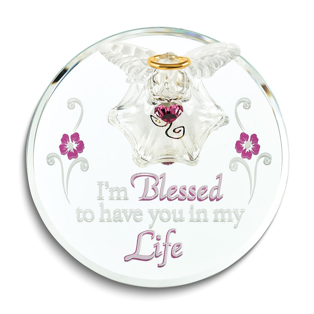 Glass Baron I'M BLESSED TO HAVE YOU IN MY LIFE Angel Glass Figurine