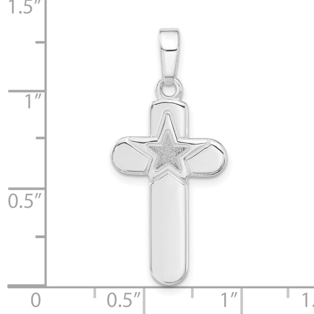 Sterling Silver Polished and Matte Finish Star Cross Pendant
