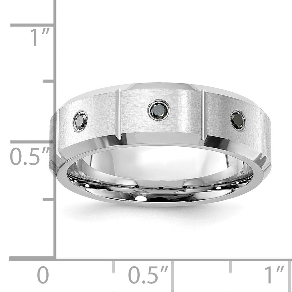 Cobalt Polished, Brushed & Grooved Black Diamond 7mm Men's Band