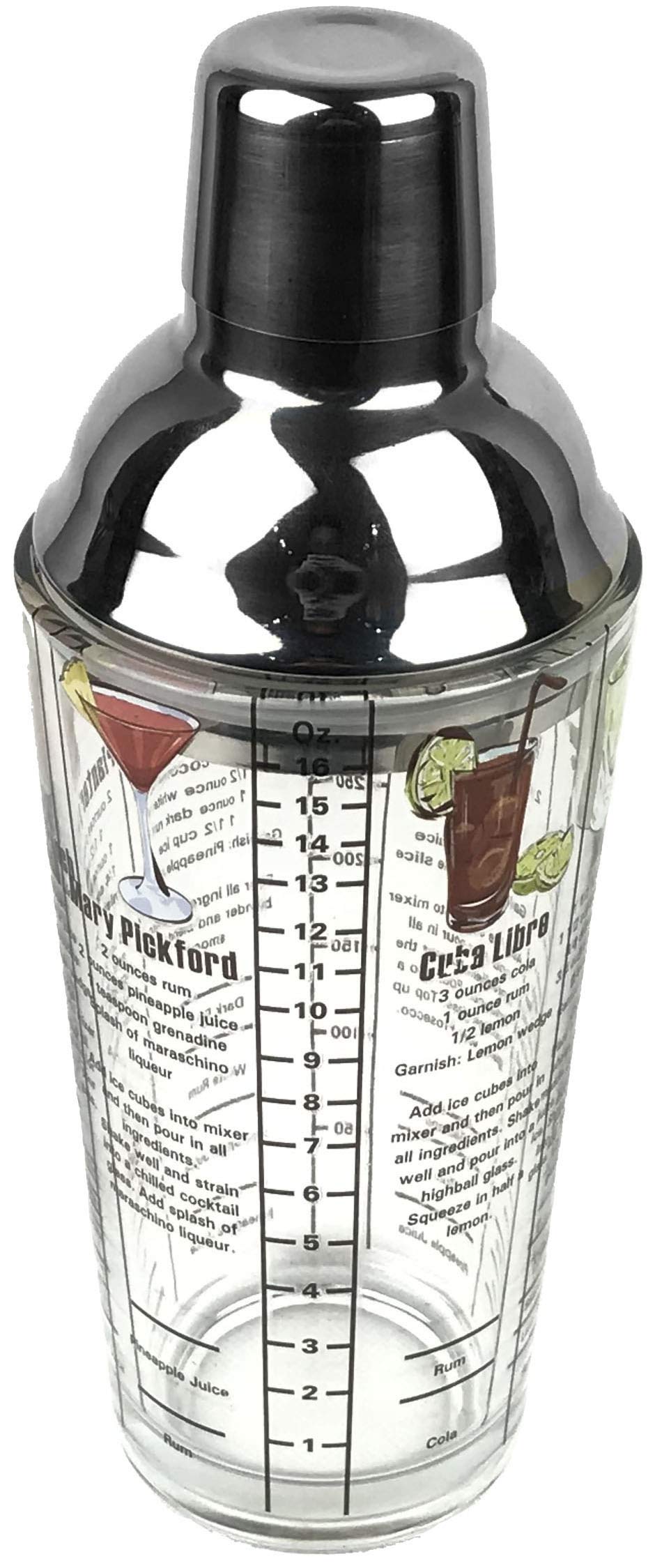 16 ounce Rum Recipes Printed Glass Cocktail Shaker Q-GM22647