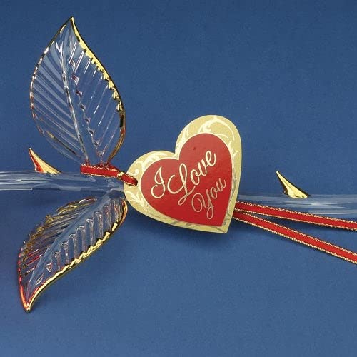 I LOVE YOU Red Rose Handcrafted Glass Figurine with 22k Gold Trim QGM19301