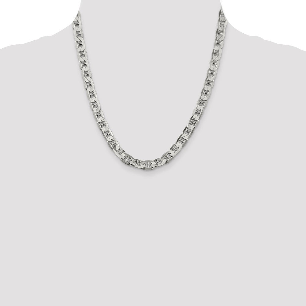 Sterling Silver 7mm Flat Anchor Chain 20 Inches