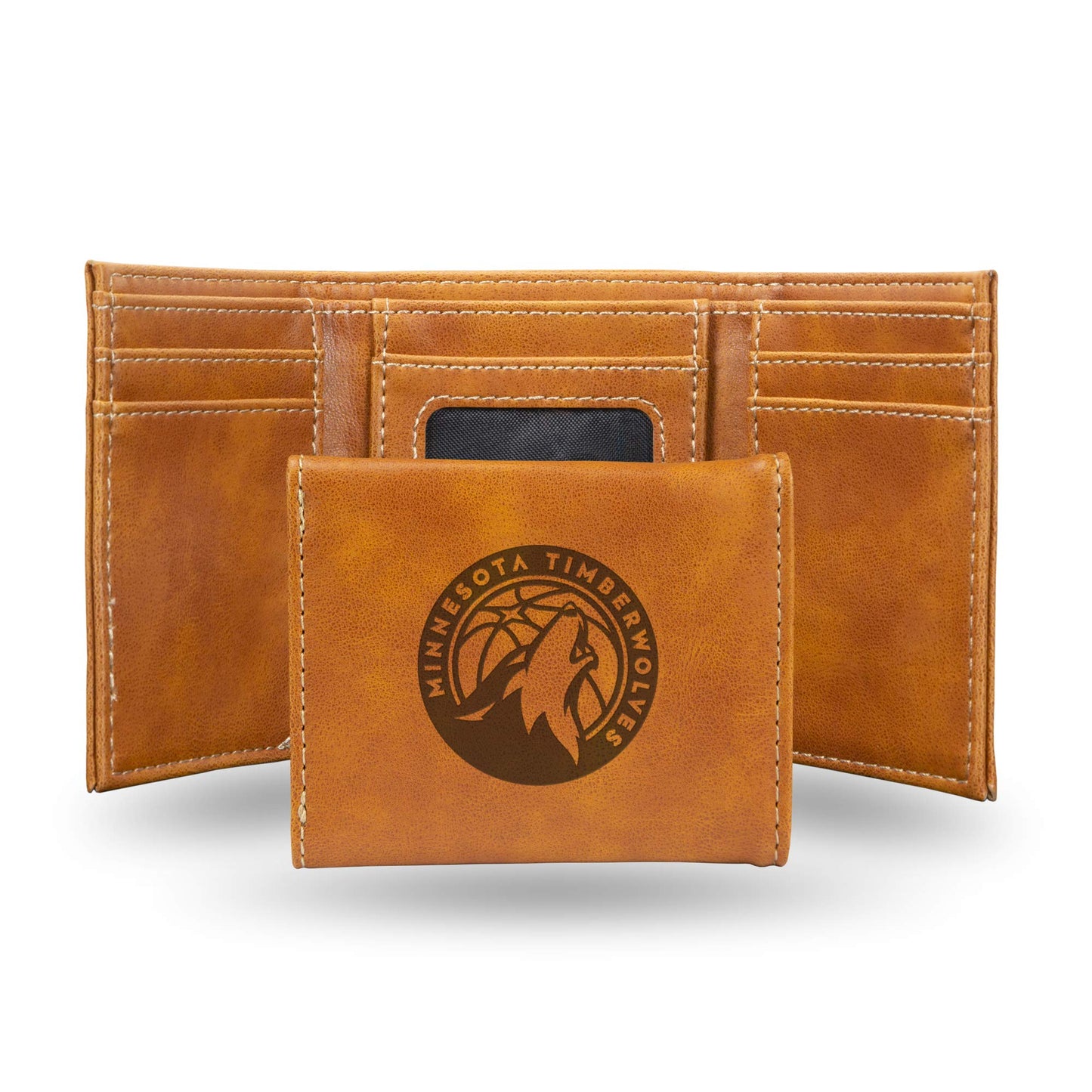 Basketball Rico Industries Minnesota Timber Brown Laser Engraved Trifold Laser Engraved Tri-Fold Wallet - Men's Accessory