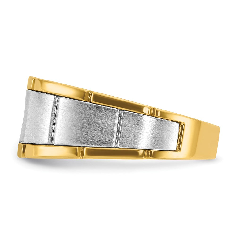 14k Two-tone IBGoodman Men's Polished and Satin 1/4 carat Diamond Complete Ring