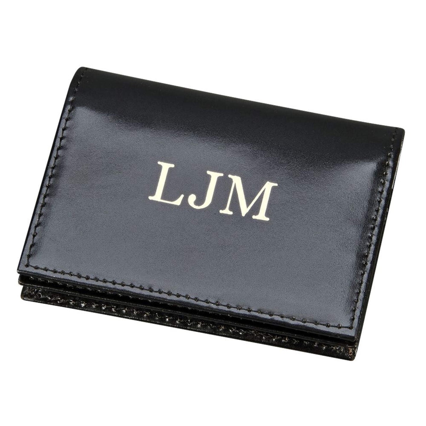Contemporary Home Living 4" Black Rectangular Leather Expanding Card Case