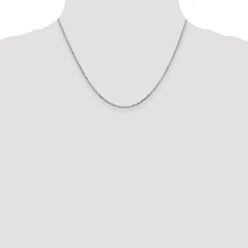 14K White Gold 18 inch 1.8mm Diamond-cut Round Open Link Cable with Lobster Clasp Chain