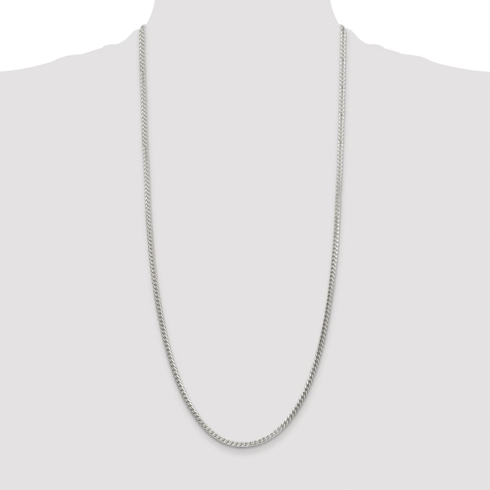 Sterling Silver Rhodium-plated 3.1mm D/C Square Franco Chain