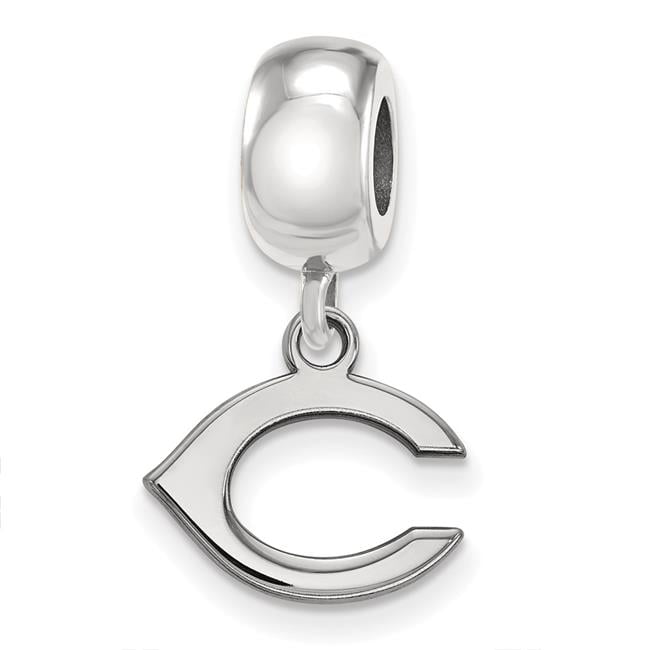 Sterling Silver Rhodium Plated Major League Baseball LogoArt Cincinnati Reds Dangle Bead