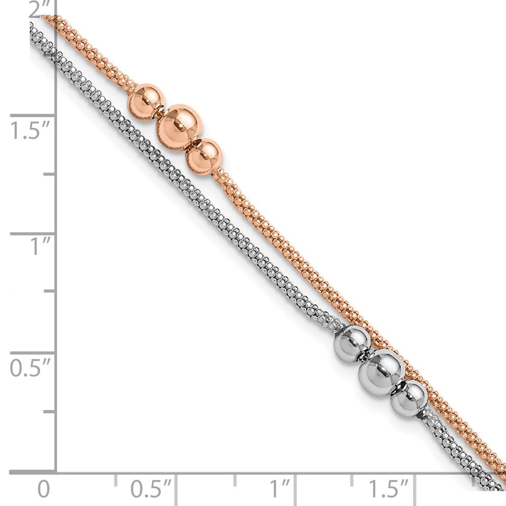 Sterling Silver Rhodium and Rose-tone w/1in ext. Bracelet 8.5 inches