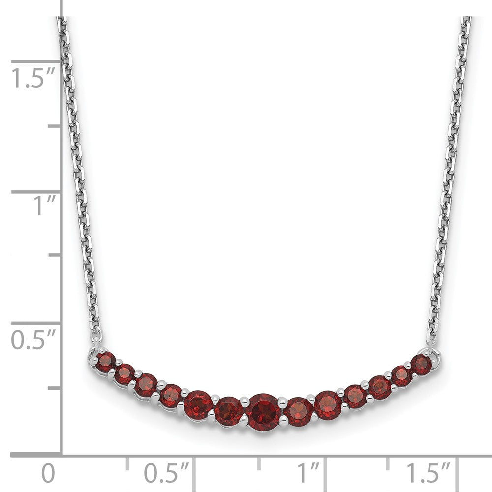 Sterling Silver Rhodium-plated Garnet Pendant w/Necklace 18 Inches