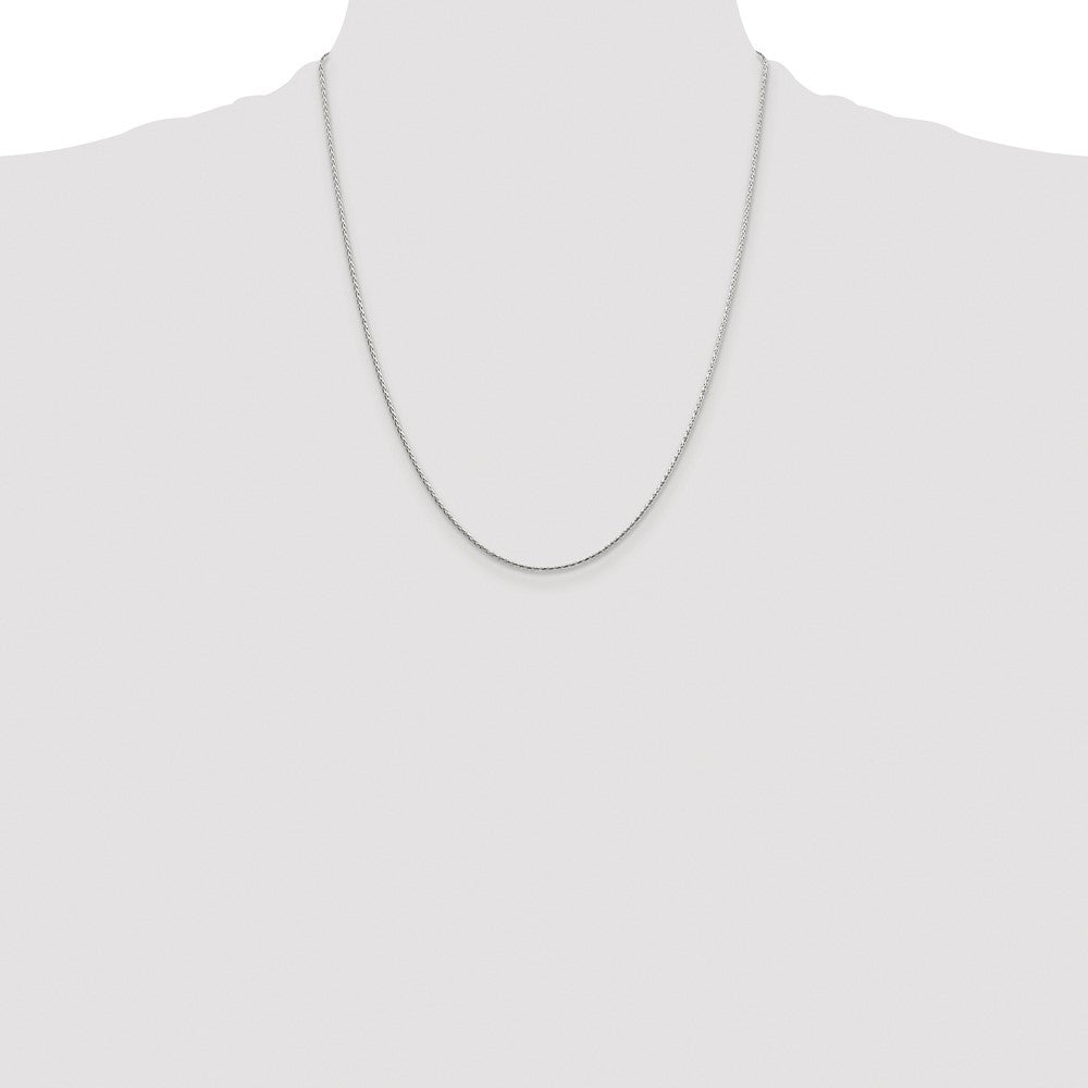 Sterling Silver Rhodium-plated 1.25mm Diamond-cut Round Spiga Chain