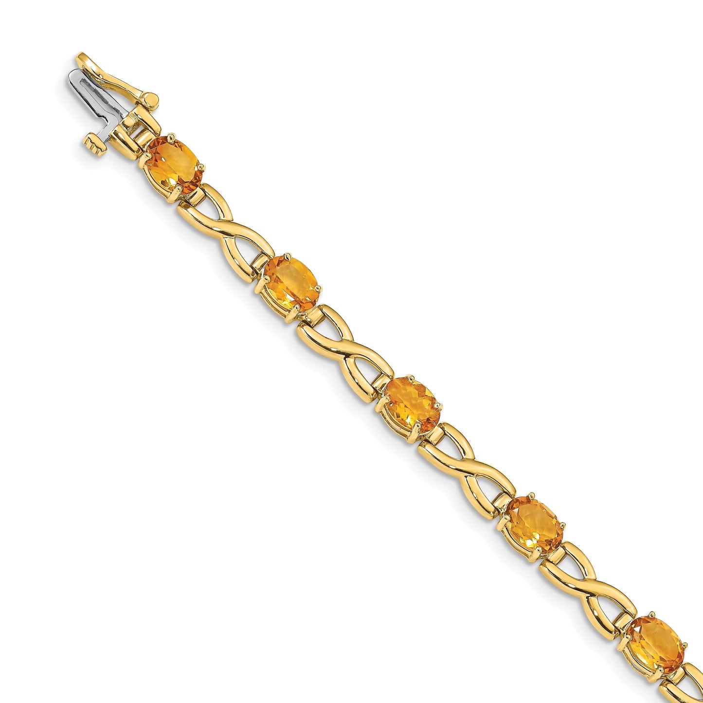 Primal Gold 14 Karat Yellow Gold 7x5mm Oval Citrine Bracelet